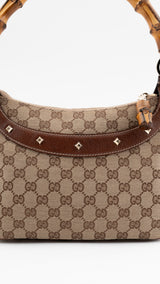 Gucci Monogram Anita Bamboo Top Handle Bag