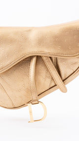 Dior Ostrich Leather Mini Saddle Bag