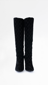 Gucci X Tom Ford Monogram Velvet Knee High Boots - EU 37.5