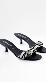 Prada Zebra-Print Calf Half Mules - EU 37.5