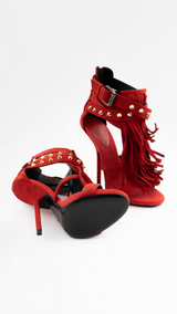 Giuseppe Zanotti Red Suede Fringe Heels - EU 38.5