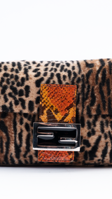 Fendi Leopard Print Fur Baguette Bag
