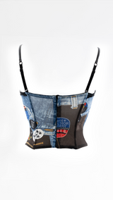 Dior Denim Trompe L'oeil Print Corset