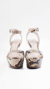 Casadei Python Embossed Leather Heels - EU 37