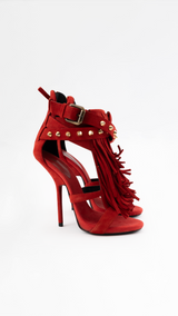 Giuseppe Zanotti Red Suede Fringe Heels - EU 38.5