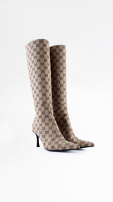 Gucci Monogram Knee High Boots - EU 38