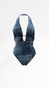 Dior Miss Diorella Trompe L'oeil Halter Swimsuit