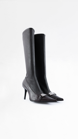 Dior Leather Knee High Logo Boots - EU 37