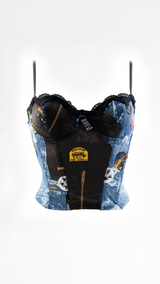 Dior Denim Trompe L'oeil Print Corset