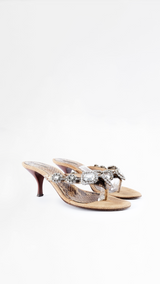 Le Silla Crystal-Embellished Snakeskin Heels - EU 36