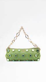 Prada Tessuto Pietre Embellished Shoulder Bag