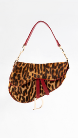 Dior Leopard Print Pony Hair Saddle Bag