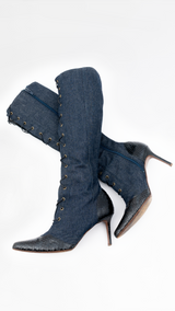 Dior Denim Knee High Boots EU - 36.5