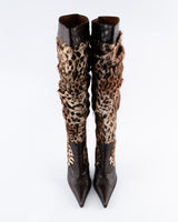 Gianmarco Lorenzi Leopard Print Knee High Boots - EU 38