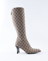 Gucci Monogram Knee High Boots - EU 38
