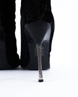 Gucci X Tom Ford Monogram Velvet Knee High Boots - EU 37.5