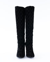 Gucci X Tom Ford Monogram Velvet Knee High Boots - EU 37.5