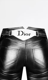 Dior Logo Plate Leather Trousers