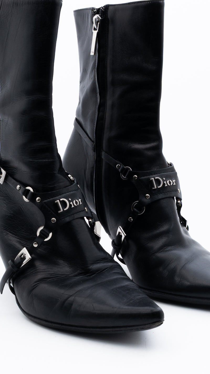 Dior Leather Bondage Boots