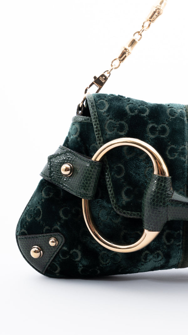 Gucci Velvet Monogram Horsebit Bag