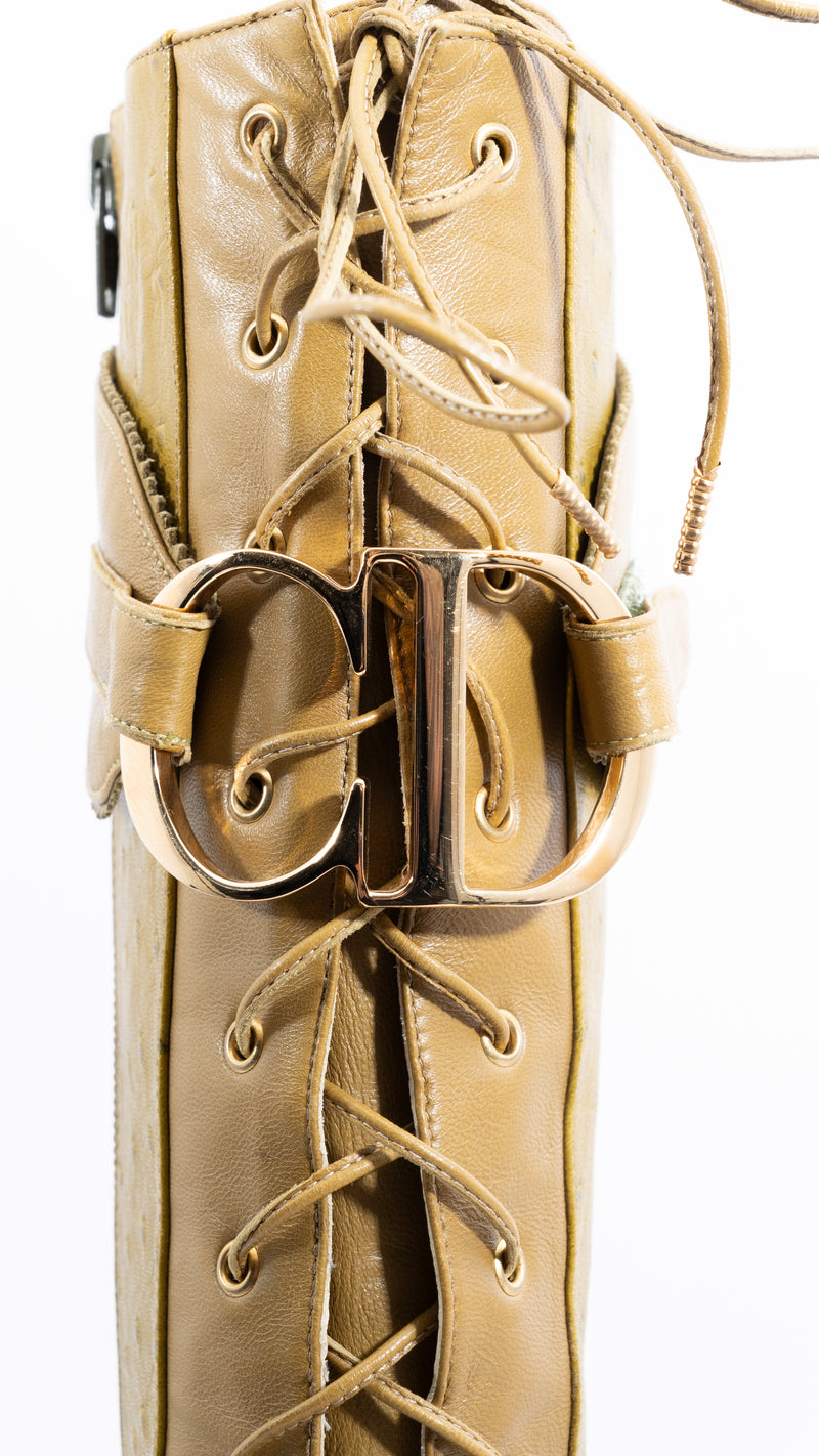 Dior Ostrich Leather Knee High Boots