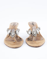 Le Silla Crystal-Embellished Snakeskin Heels - EU 36