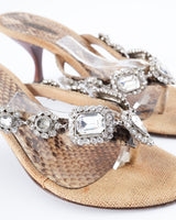 Le Silla Crystal-Embellished Snakeskin Heels - EU 36