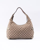Gucci Monogram Horsebit Hobo Bag