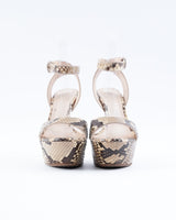Casadei Python Embossed Leather Heels - EU 37