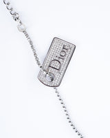 Dior Rhinestone Tag Necklace