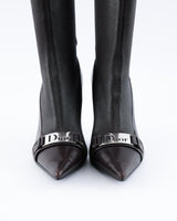 Dior Leather Knee High Logo Boots - EU 37