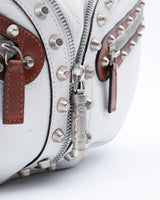 Versace Studded Cresent Leather Hobo Bag