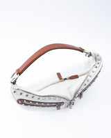 Versace Studded Cresent Leather Hobo Bag