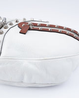 Versace Studded Cresent Leather Hobo Bag