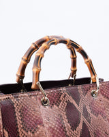 Gucci Python Leather Bamboo Tote Bag