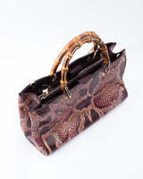 Gucci Python Leather Bamboo Tote Bag