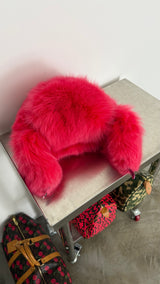 Fox Fur Trapper Hat - Pink