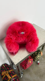 Fox Fur Trapper Hat - Pink