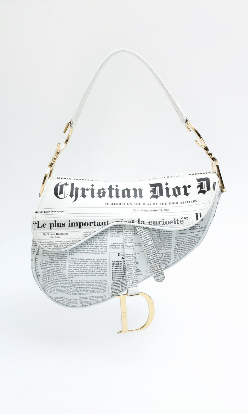 Dior Newspaper Print Saddle Bag