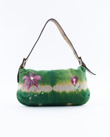 Fendi Suede Floral Snakeskin Baguette