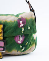 Fendi Suede Floral Snakeskin Baguette
