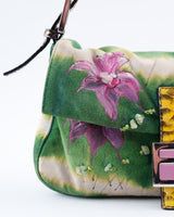 Fendi Suede Floral Snakeskin Baguette
