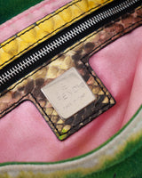 Fendi Suede Floral Snakeskin Baguette