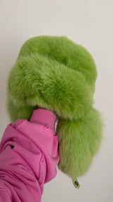 Fox Fur Trapper Hat - Green