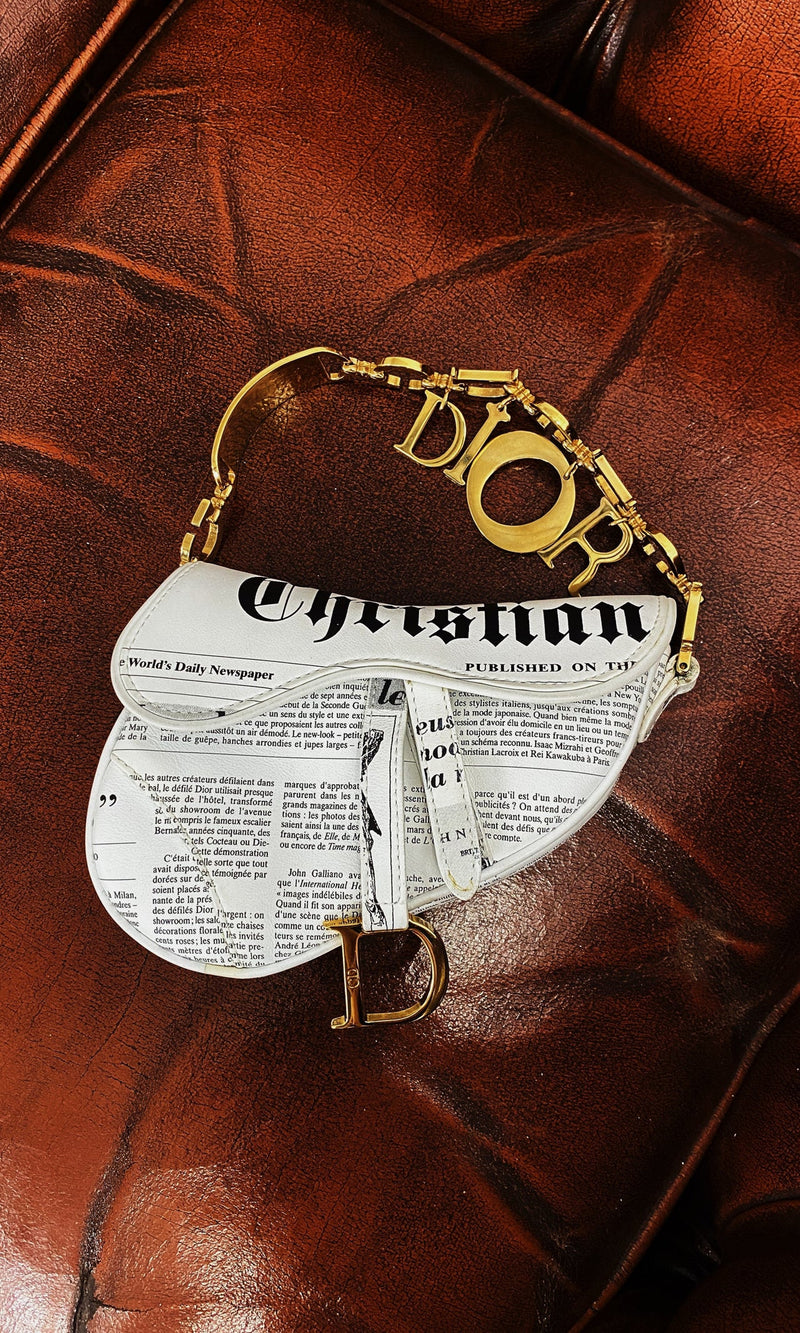 Dior Galliano Newspaper Mini Saddle Bag