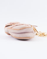 Dior Shearling Mini Saddle Wristlet Bag