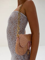 Dior Ostrich Chain Saddle Bag