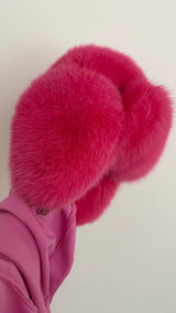Fox Fur Trapper Hat - Hot Pink