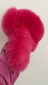 Fox Fur Trapper Hat - Hot Pink