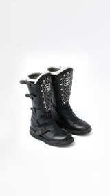 Chanel CC Leather Biker Boots